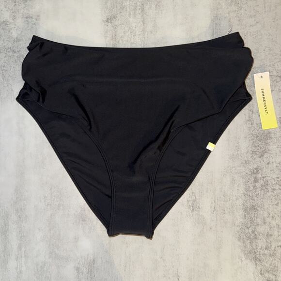 Summersalt Women’s The Ruched High Leg High Rise Bottom Size 8 Black Swim - Picture 1 of 4
